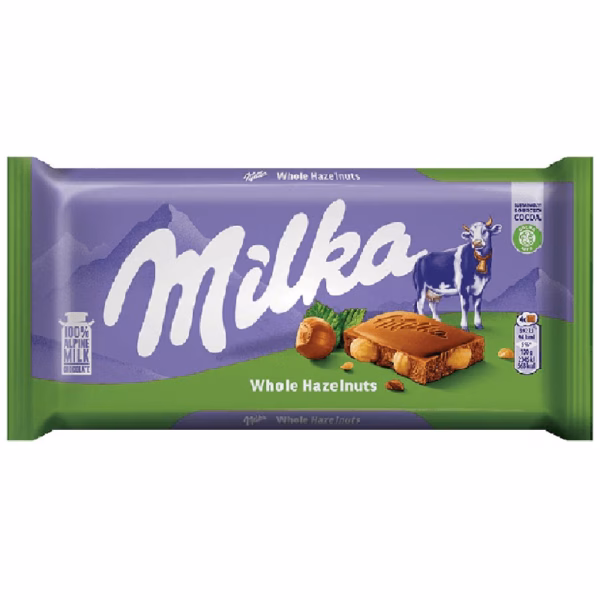 Milka Whole Hazelnuts 95g Milka Whole Hazelnuts 95g